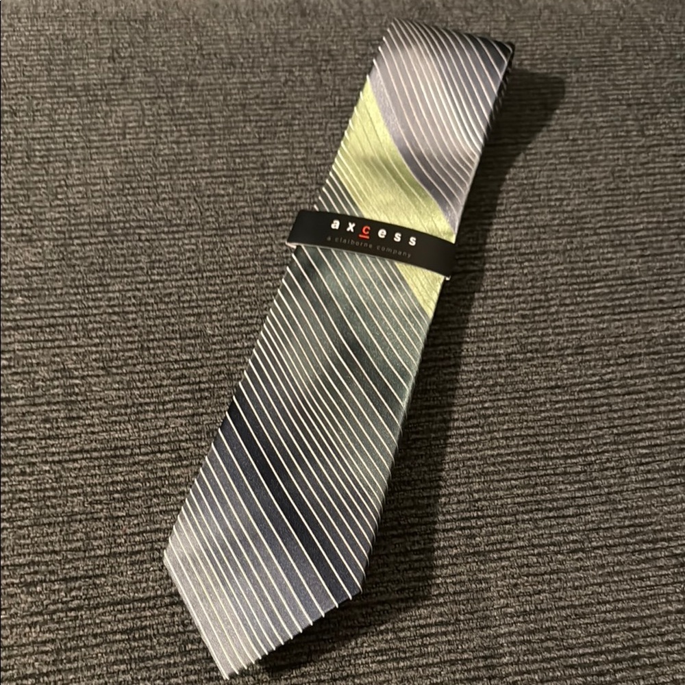 Axcess Green and Gray Tie with Striped Elegance